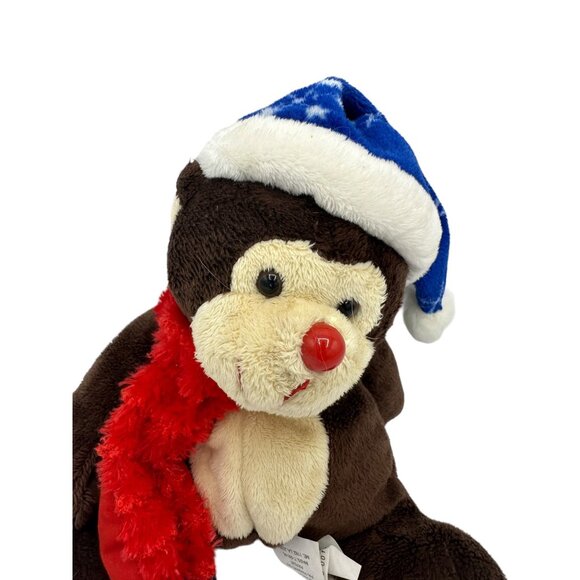 Walmart 10" Monkey‎ Plush Stuffed Animal Toy Blue Snowflake Snowflake Red Scarf - Picture 2 of 5